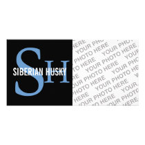 Siberian Husky Monogram Design Photo Cards