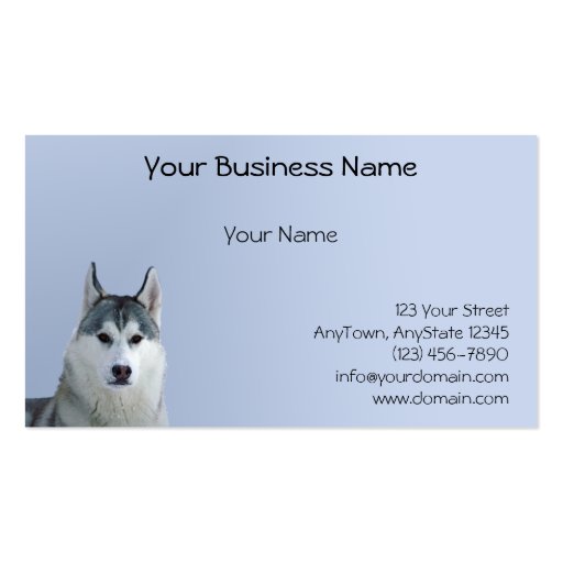 Siberian Husky on Blue Background Business Cards (front side)