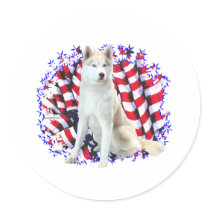 Siberian Husky Patriot stickers by GreyWolfCreation Siberian Husky Patriot stickers
