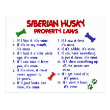 SIBERIAN HUSKY Property Laws 2 Post Card