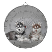 Siberian husky puppies dart board