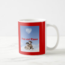 Siberian Husky Puppies Hugs and Kisses Heart Mug