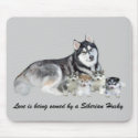 Siberian Husky & Puppies Mousepad