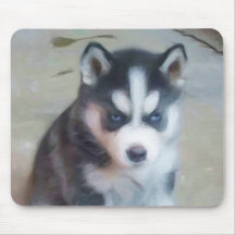 Siberian Husky puppy art Mousepad