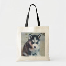 Siberian Husky puppy tote bag