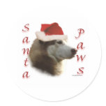 Siberian Husky Santa Paws Round Sticker