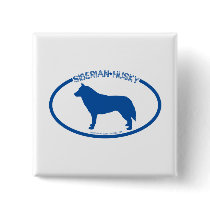 Siberian Husky Silhouette Button by dogsilhouettes Siberian Husky Silhouette Button