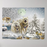 Siberian Husky Winter Sceen Poster posters
