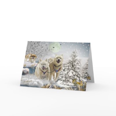 Siberian Husky Winter Scene cards