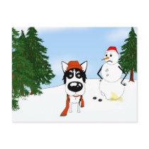 Siberian Husky Winter Scene postcards by NothinButtDogs Siberian Husky Winter Scene postcards