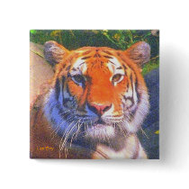 Siberian Tiger Square Button
