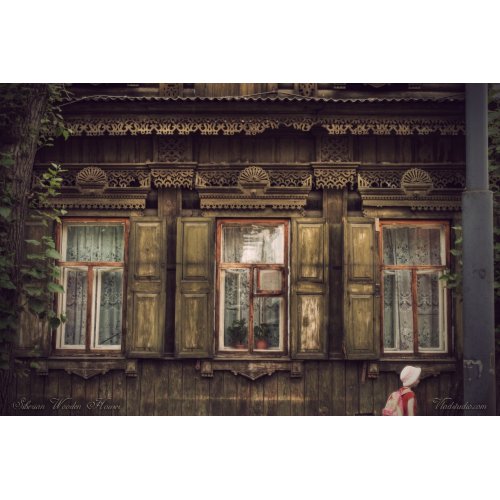 Siberian wooden houses (project by vladstudio.com) print