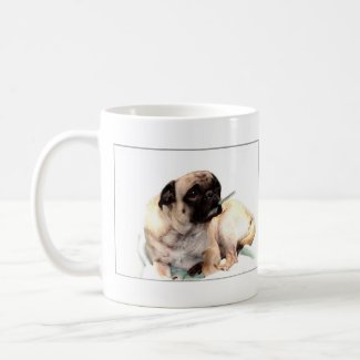 Sick pug with thermometer mug mug