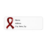Sickle Cell Disease Burgundy Ribbon 3 Custom Return Address Label