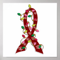 Sickle Cell Disease Christmas Lights Ribbon Posters