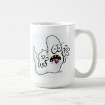Sickly ghost floats across mug