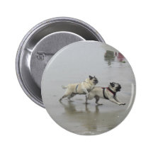 Sid Precious and Hemi at Dog Beach, San Diego Pinback Buttons