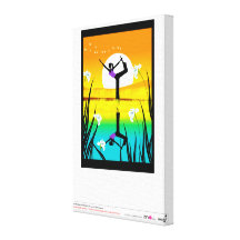 Side profile of a woman practicing yoga canvas prints