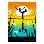 Side profile of a woman practicing yoga card