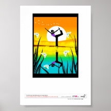 Side profile of a woman practicing yoga posters