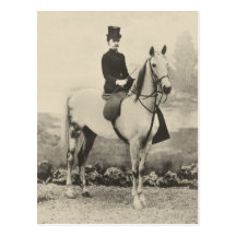Side saddle riding 1800s postcard