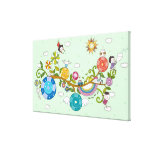 Side view of children playing on tree branch gallery wrap canvas