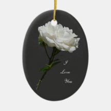 Side White Rose Christmas Tree Ornament