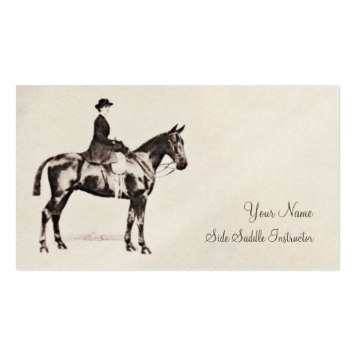 Sidesaddle horse and rider business card (front side)