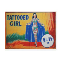 Sideshow Tattooed Girl postcards by spyderfyngers Sideshow Tattooed Girl postcards