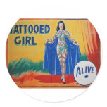 Sideshow Tattooed Girl Round Sticker
