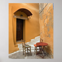 Sidewalk table setting, Chania, Crete, Greece Posters