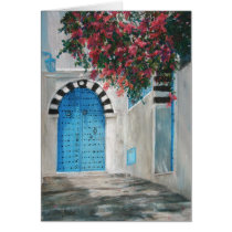 Sidi Bou Blue Door Boganvila cards by melissaenderle Sidi Bou Blue Door Boganvila cards