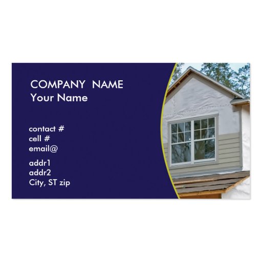 Siding on new home business card template (front side)