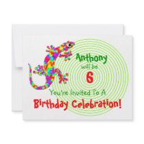 Sidney Salamander Birthday Party Invitation by anuradesignstudio Sidney Salamander Birthday Party Invitation