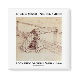 Siege Machine (C. 1480) Leonardo da Vinci 2 Inch Square Magnet