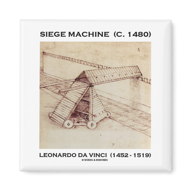 Siege Machine (C. 1480) Leonardo da Vinci 2 Inch Square Magnet