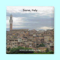 Siena, Italy, tower of City Hall at left magnets