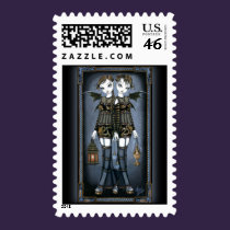 "Sienna & Celeste" Dragon Twin Fairies Art Postage postage