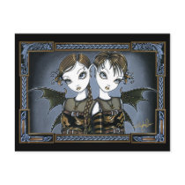 Sienna & Celeste Gothic Dragon Twins Fae Postcard