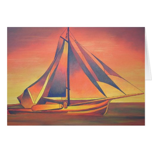 Sienna Sails at Sunset Greeting Cards