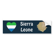 Sierra Leone Flag Heart + Map Bumper Sticker