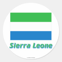 Sierra Leone Flag with Name Round Stickers