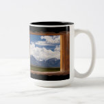 Sierra Nevada Through Cabin Window on Black Coffee Mug