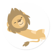 Siesta Cartoon Lion round sticker by Lioness_Graphics Siesta Cartoon Lion round sticker