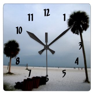 Siesta Keys Beach & Palm Trees Scenery Wall Clock