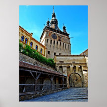 Sighisoara - el lugar de nacimiento Clocktower de  Poster