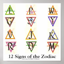 Sigils for the 12 Signs of the Zodiac Posters