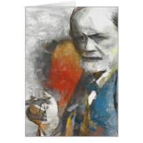 painting, unconscious, medical, freud, physicians, portrait, tempera, psychoanalysis, psychotherapy, mind, researcher, contemporaty, sigmund, medicine, Card with custom graphic design