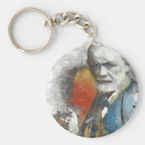 painting, unconscious, medical, freud, physicians, portrait, tempera, psychoanalysis, psychotherapy, mind, researcher, contemporaty, sigmund, medicine, Keychain with custom graphic design