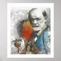 painting, unconscious, medical, freud, physicians, portrait, tempera, psychoanalysis, psychotherapy, mind, researcher, contemporaty, sigmund, medicine, Poster with custom graphic design